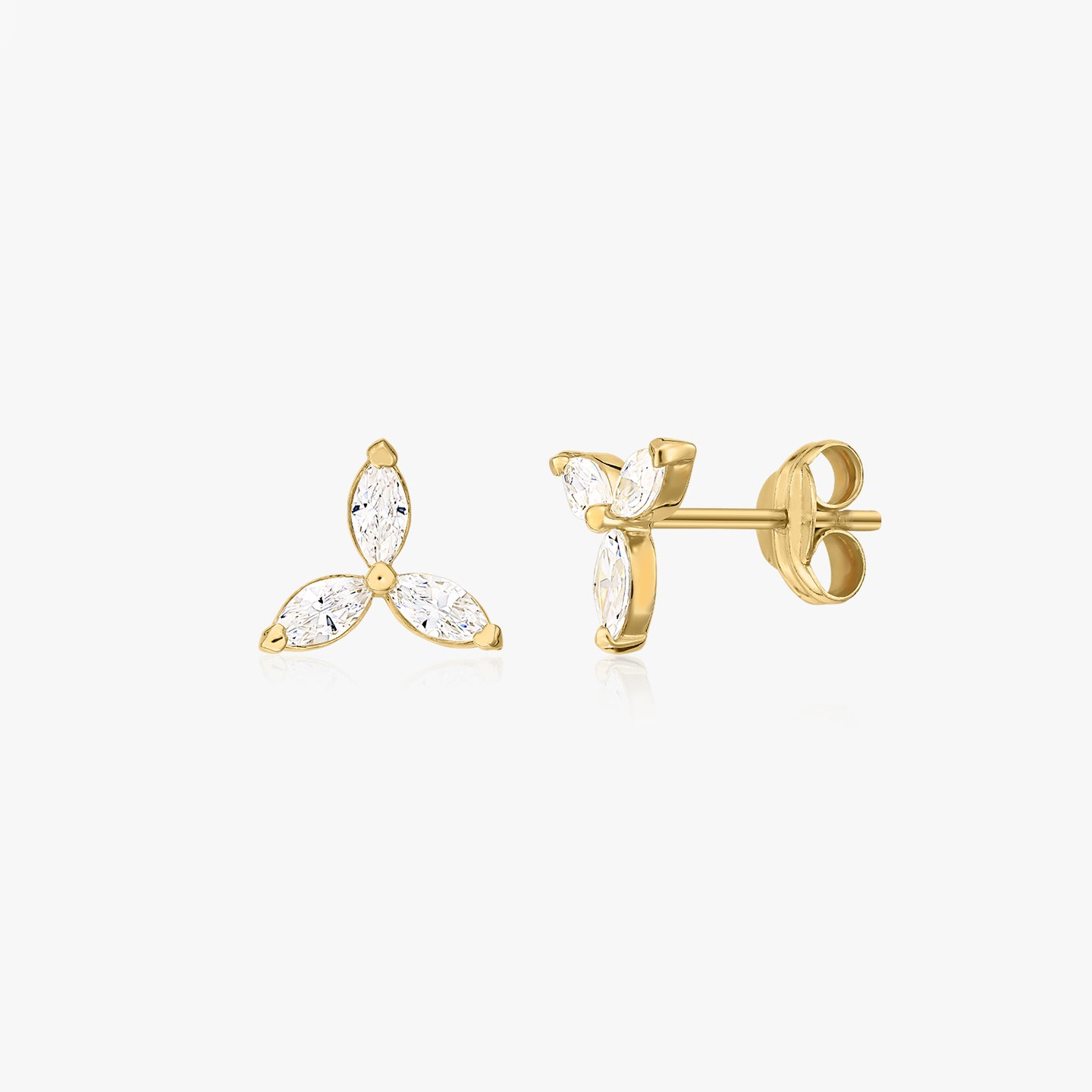 Flower Studs Gold Earrings - Zirconium - Indira