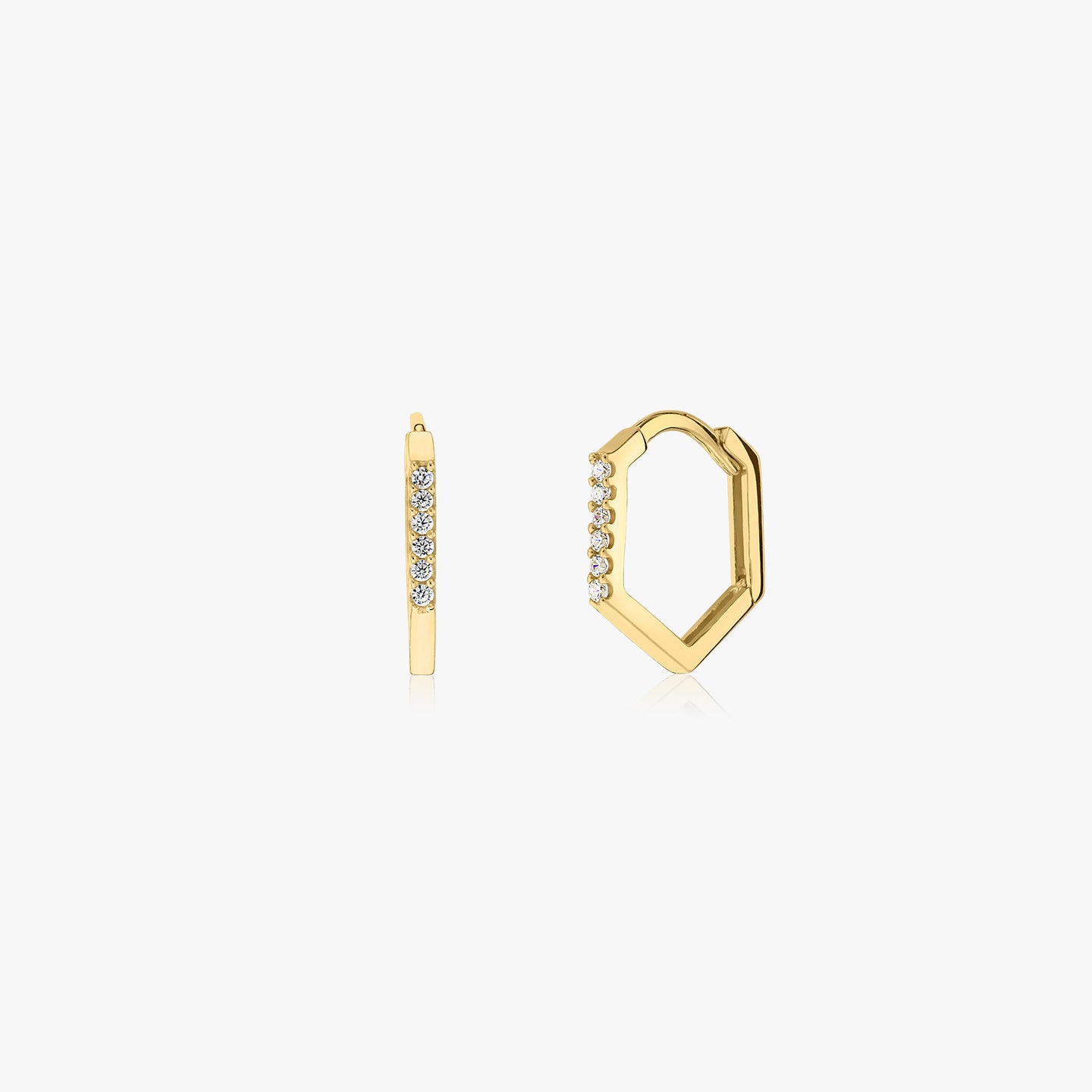 Hexagon Hoops Gold Earrings - Indira