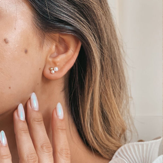 Lora Gold Earrings - Natural Pearls - Indira