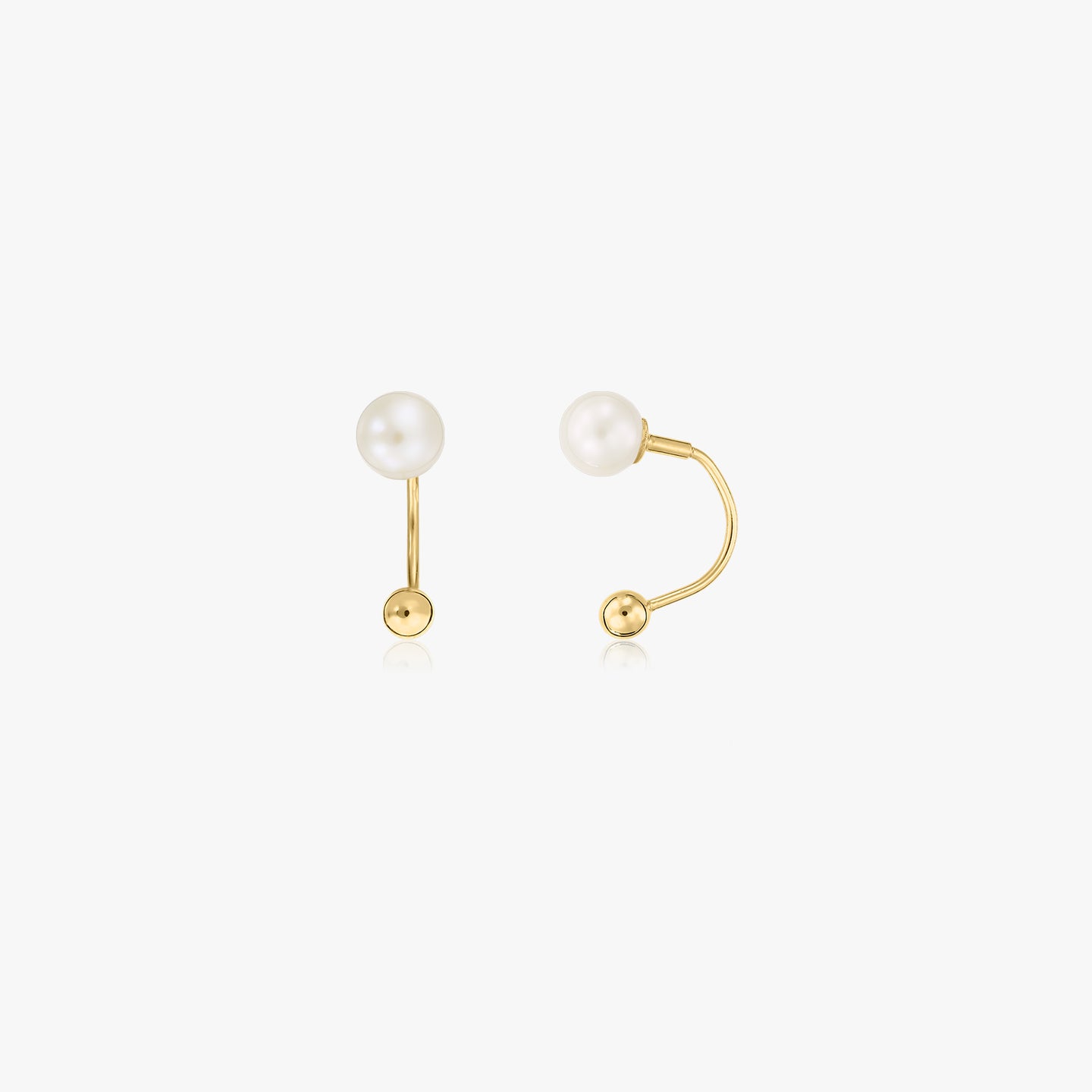 Gold Pearl Ear Jacket Earrings - Natural Pearls - Indira