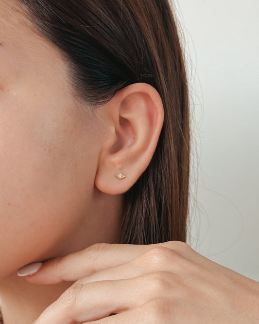 Gold Eye Yellow Gold Labret Piercing Earrings - Zirconia