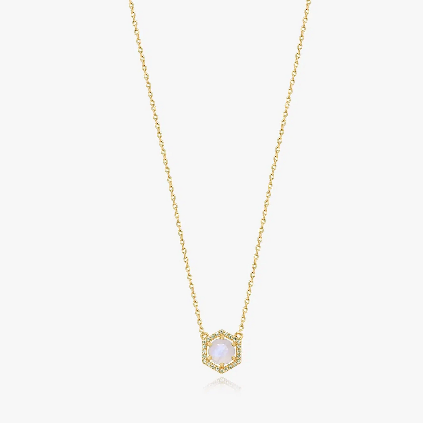Golden Lucy Silver Necklace - Moonstone - Indira
