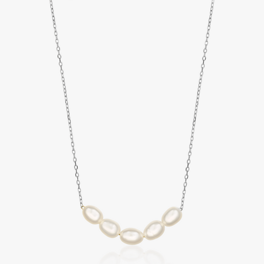 Maia Silver Necklace - Natural Pearls - Indira