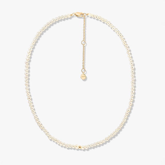 Golden Glam Silver Necklace - Natural Pearls