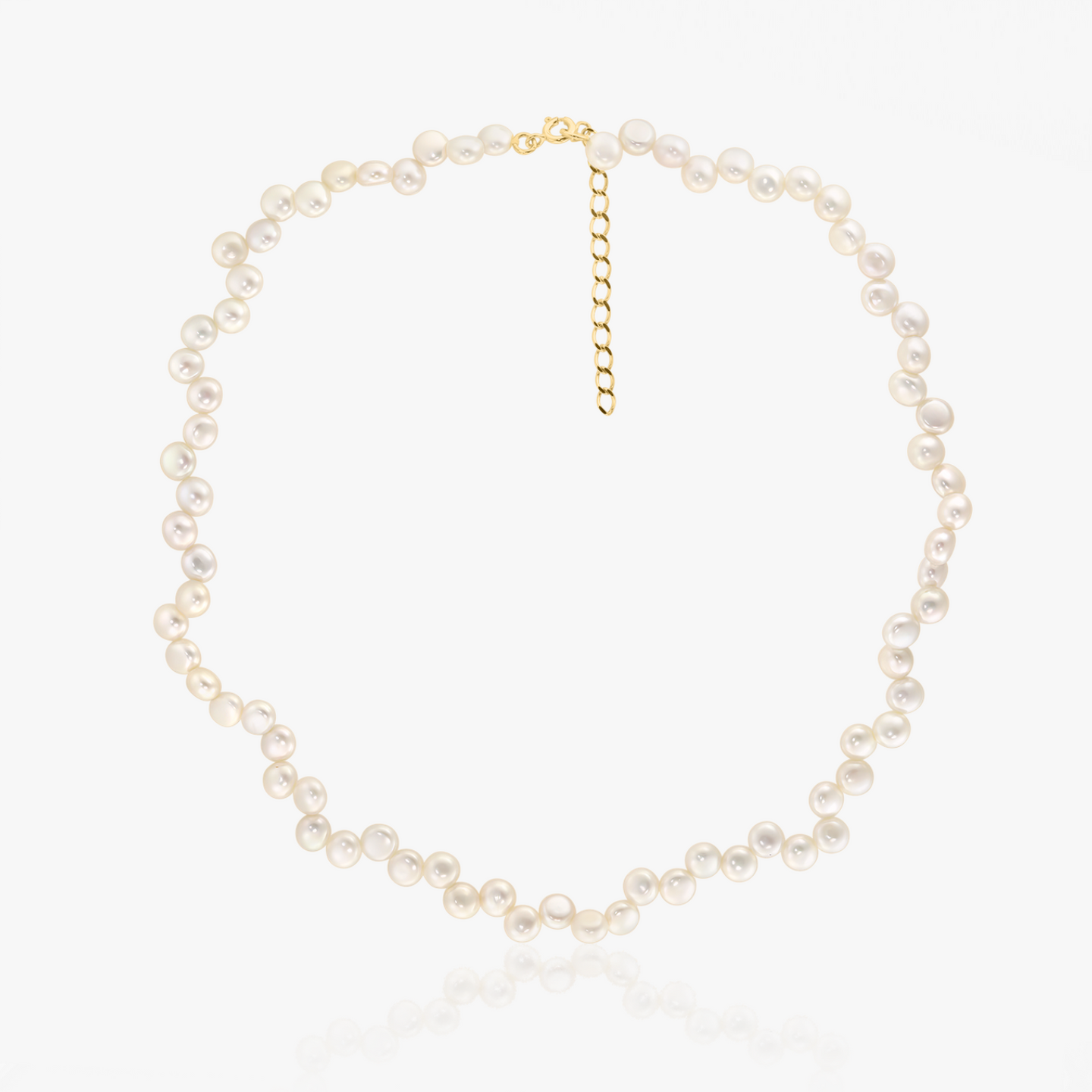 Golden Harmony Silver Necklace - Natural Pearls - Indira