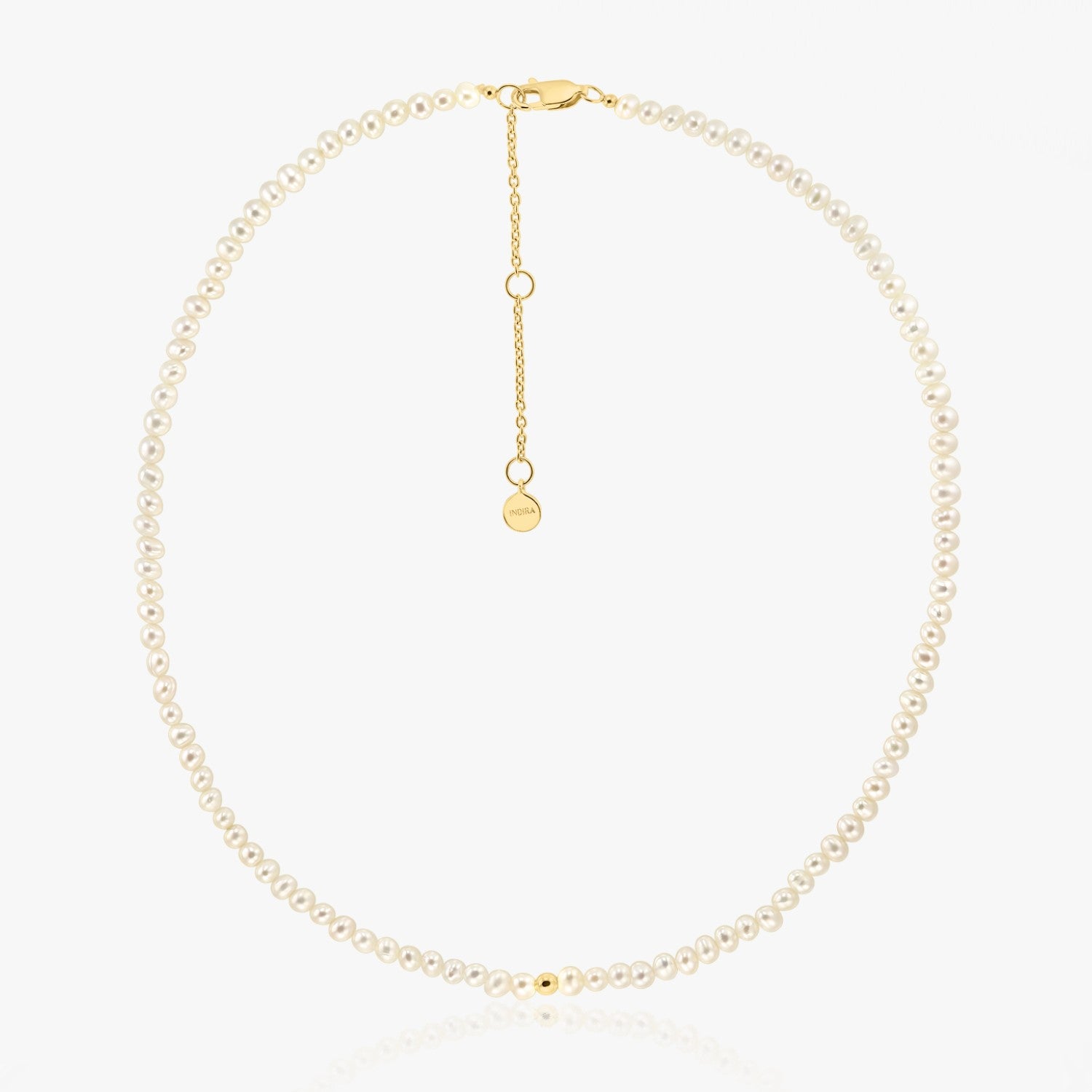 Golden Glam Silver Necklace - Natural Pearls