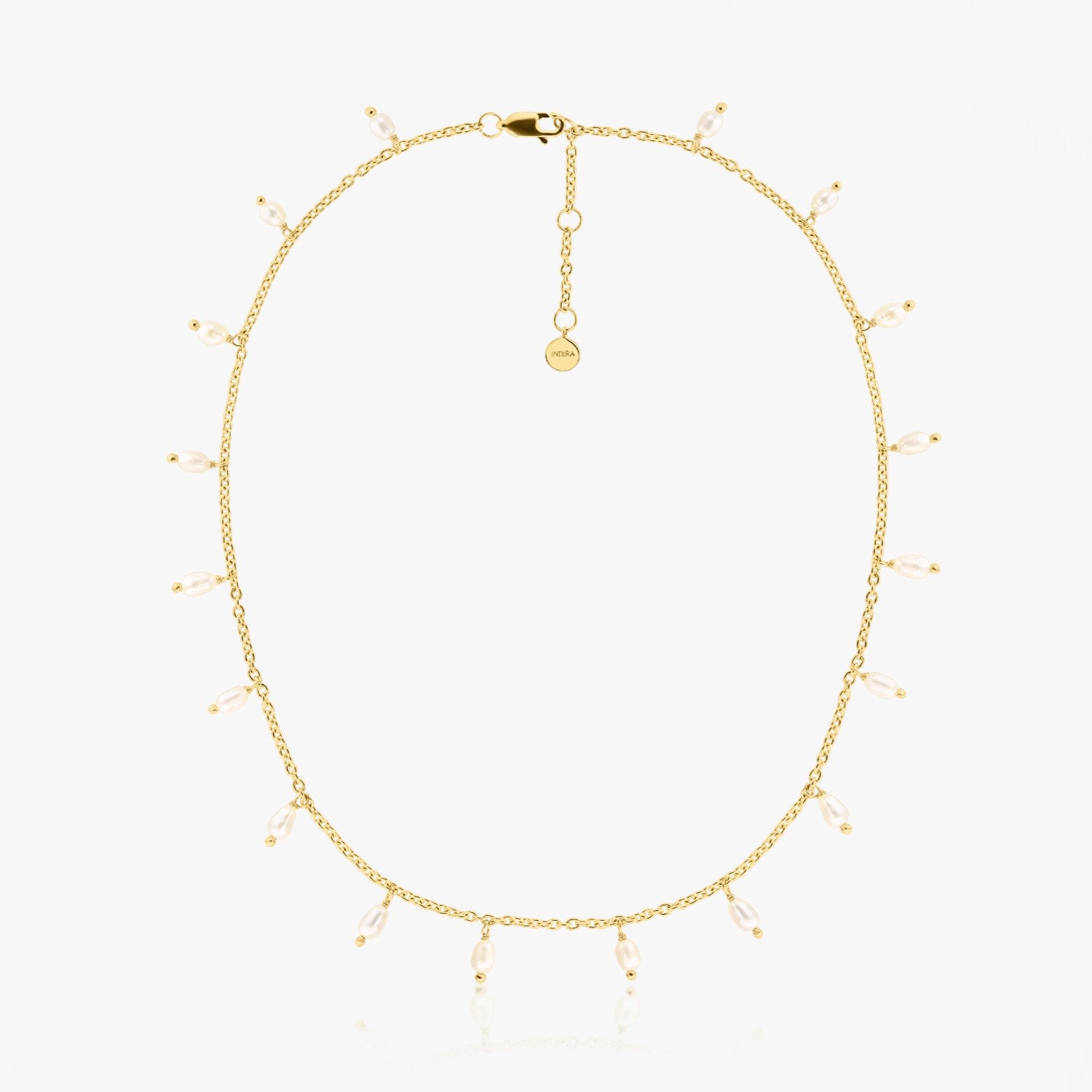 Golden Pearl Drops Silver Necklace - Natural Pearls