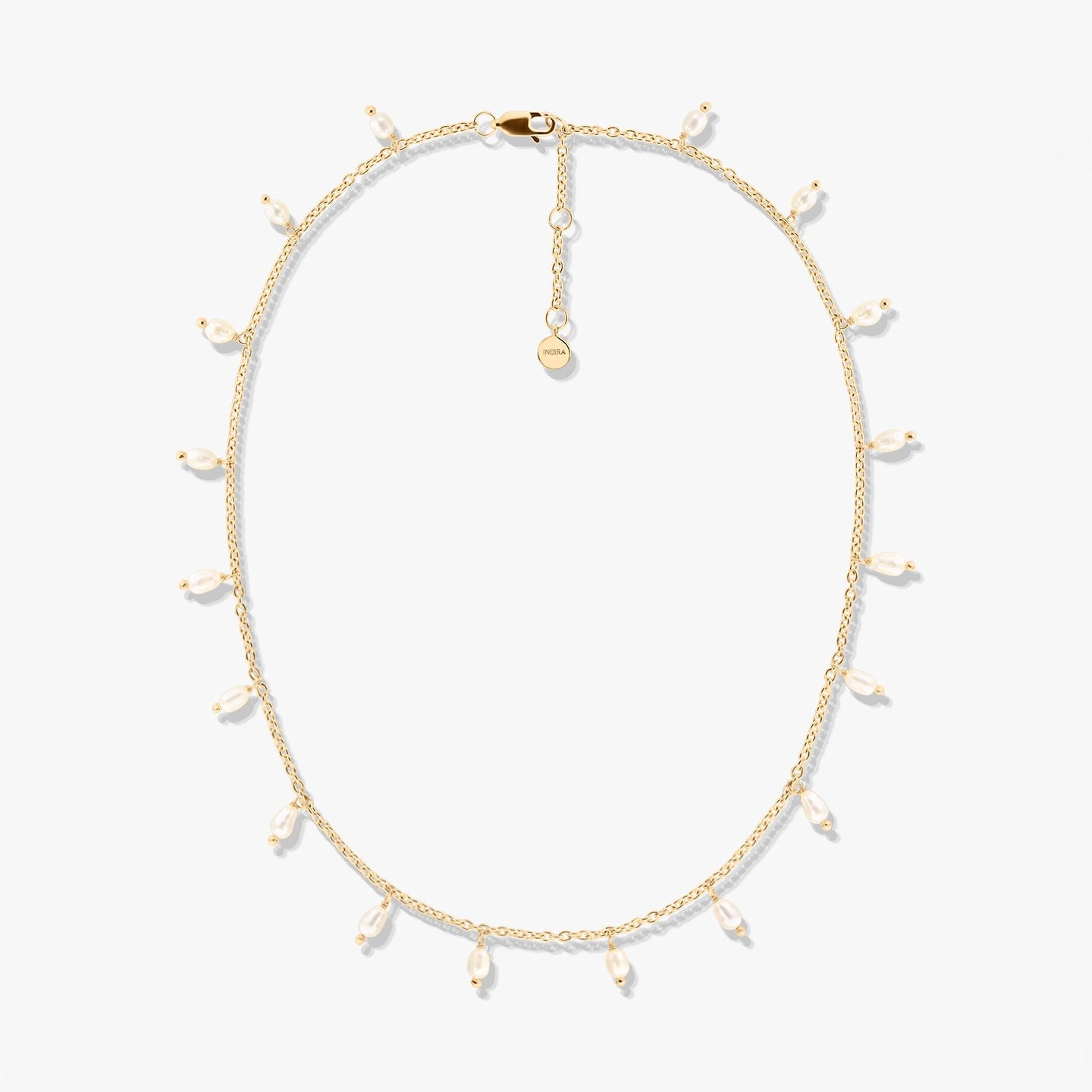Golden Pearl Drops Silver Necklace - Natural Pearls