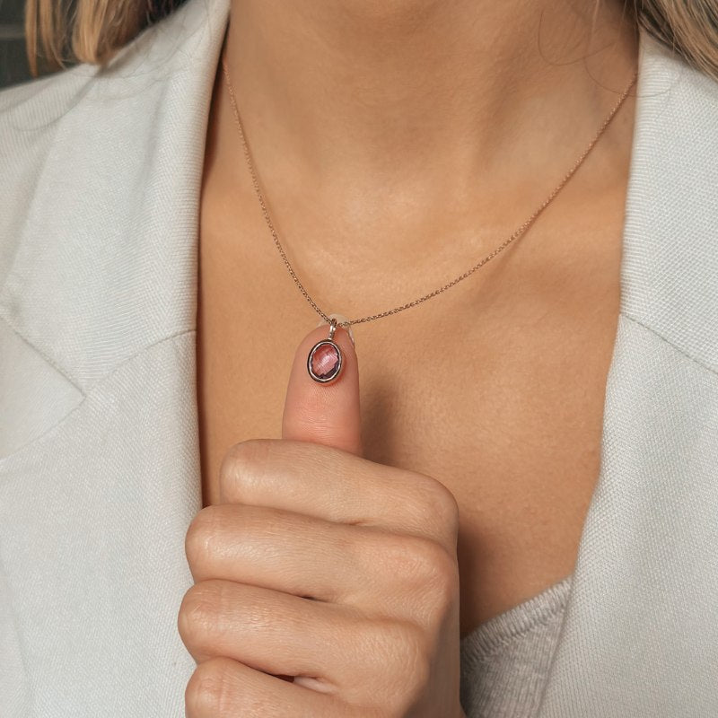 Colier din argint Rose Champagne - Ametist
