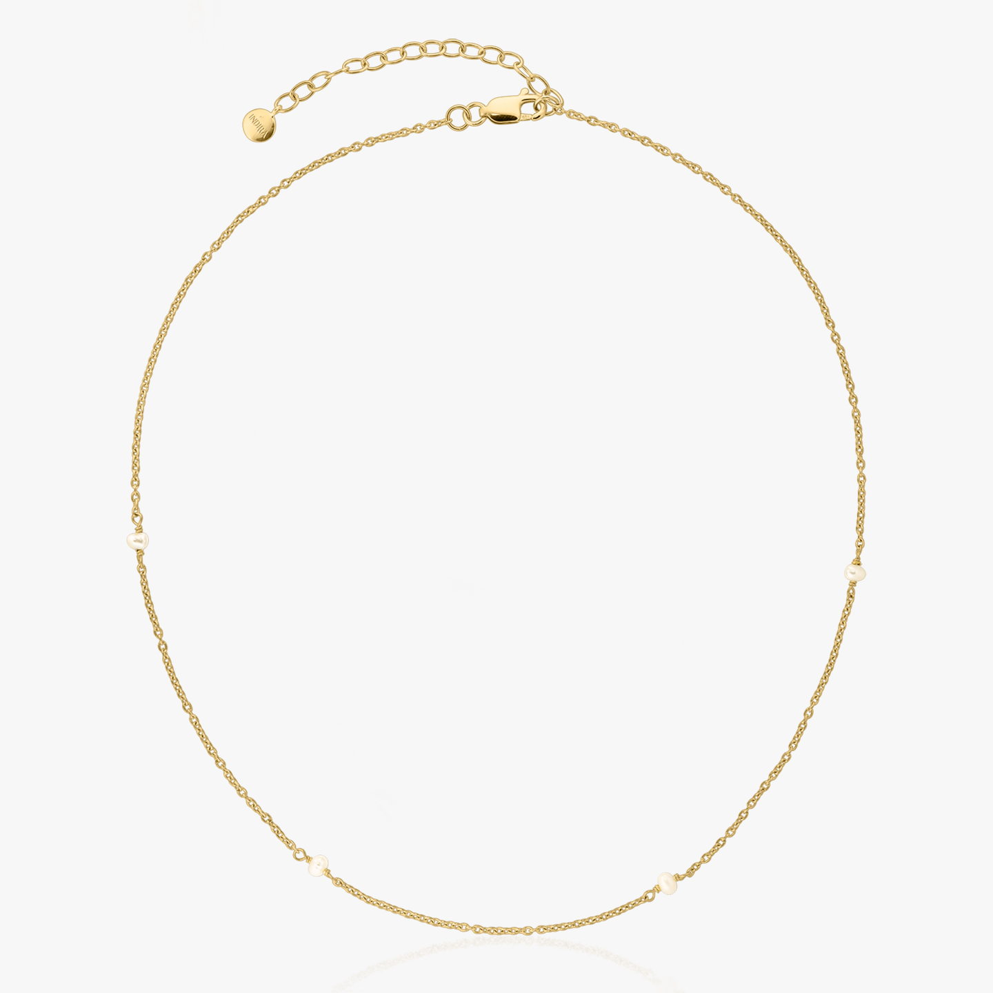 Golden Tiny Pearls Silver Necklace - Indira
