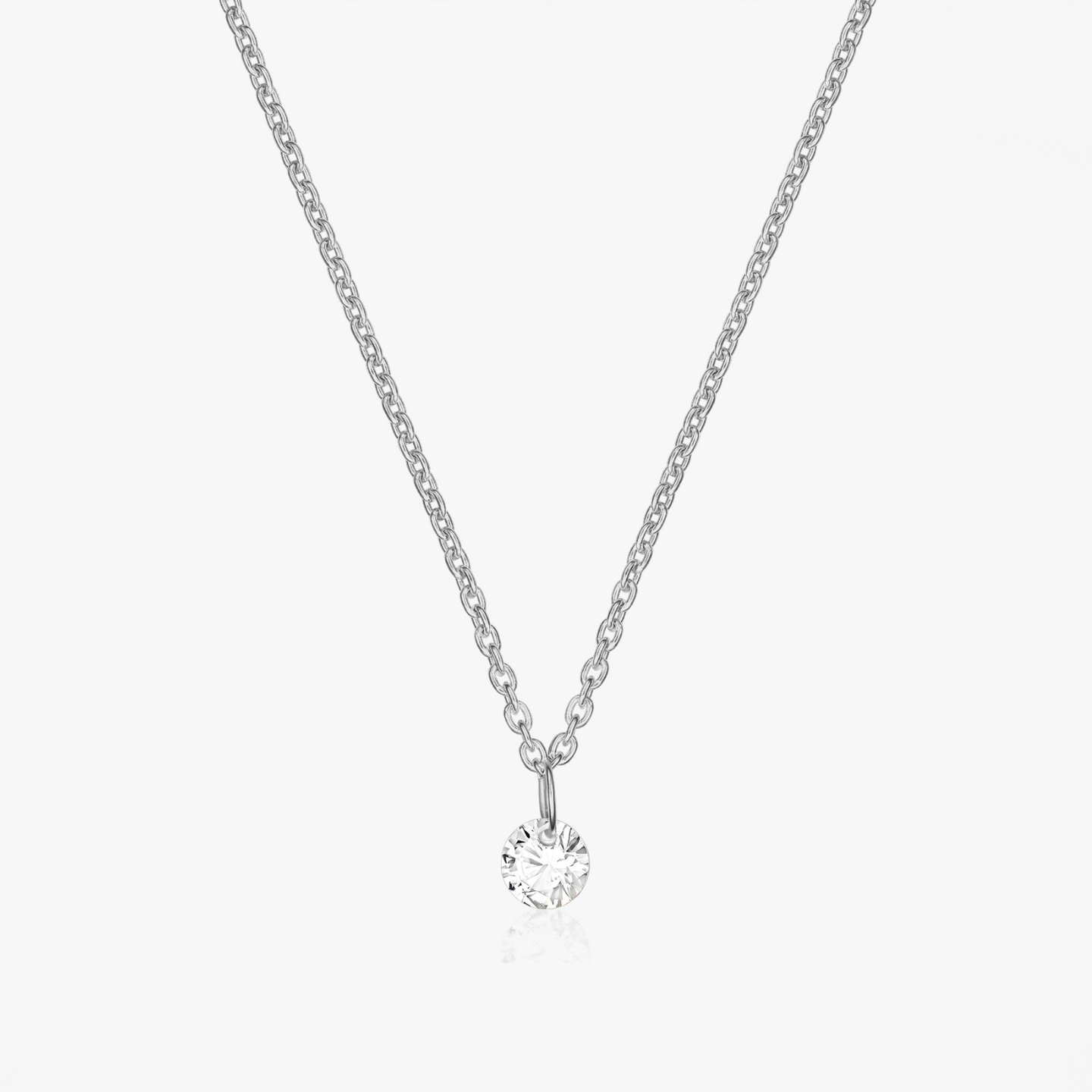 Silver Solitaire Necklace - Zirconium - Indira