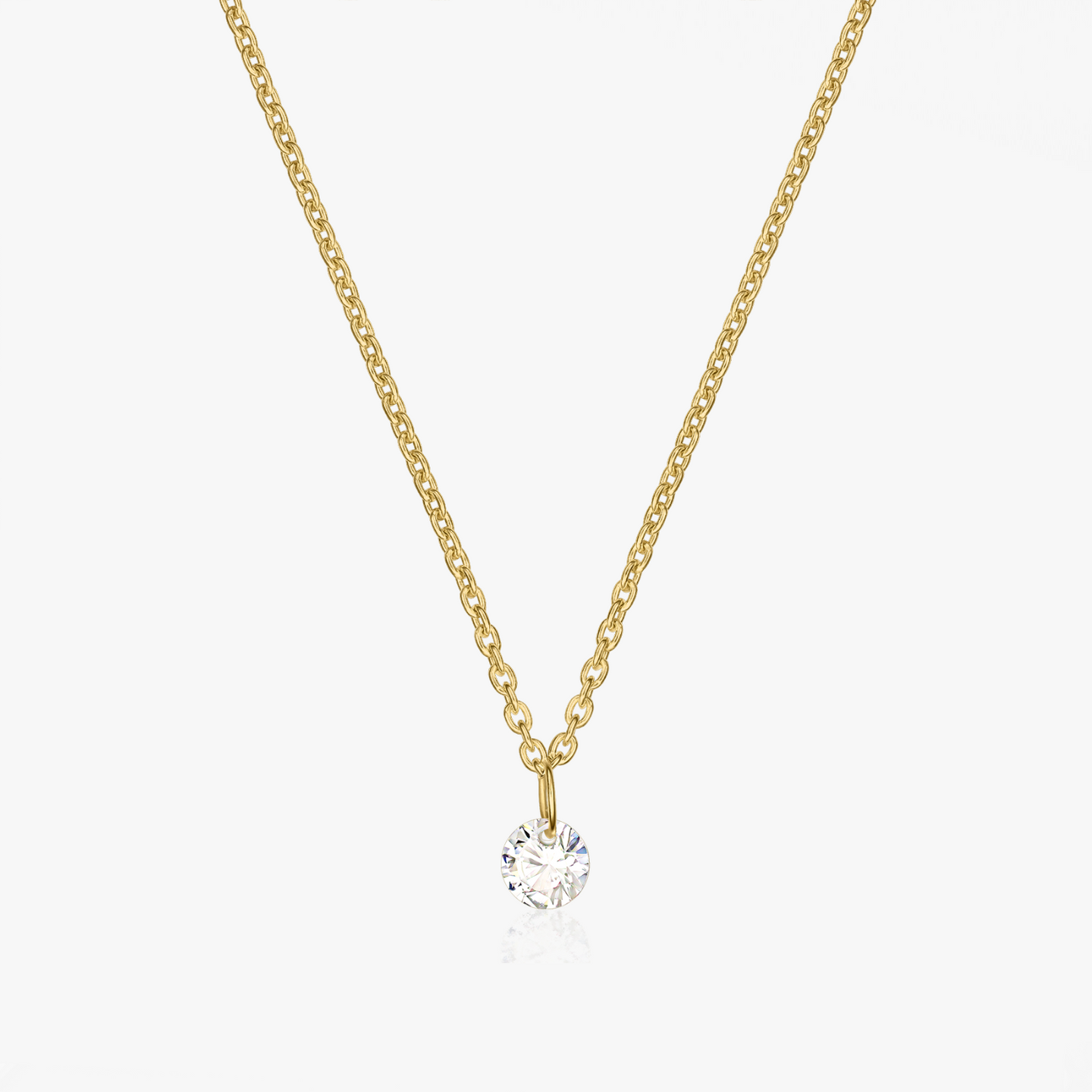 Golden Solitaire Silver Necklace - Zirconia - Indira