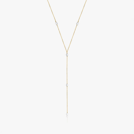 Yellow Gold Diamond Drops Necklace - Diamonds