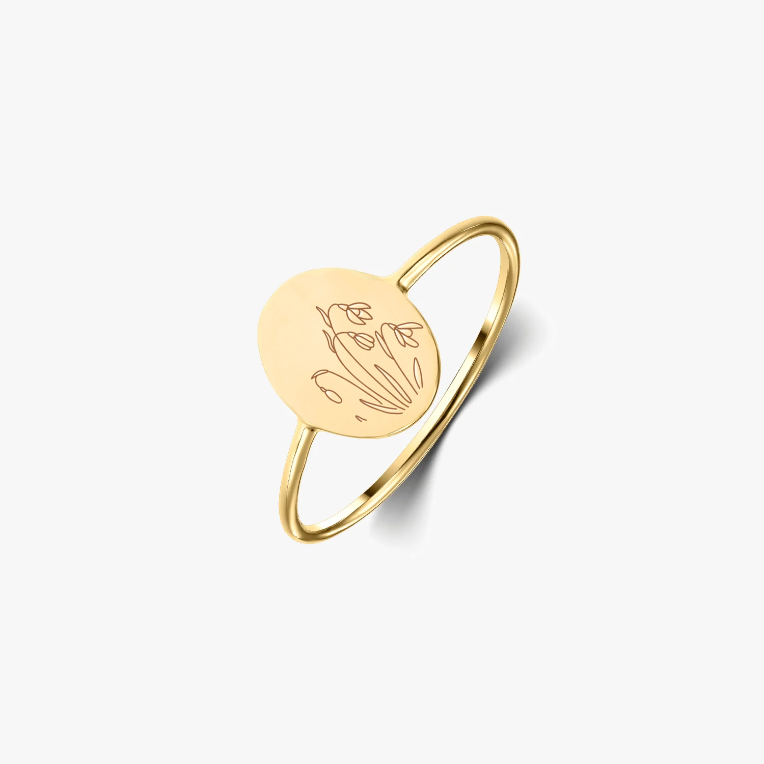 Birth Flower Golden Silver Ring - January Snowdrop - Indira