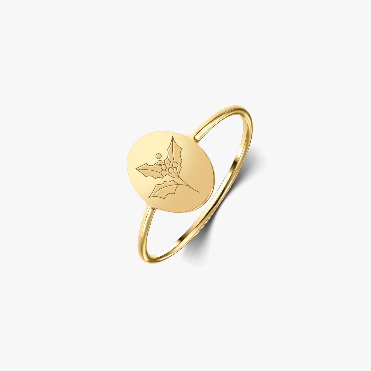 Birth Flower Golden Silver Ring - December Holly - Indira