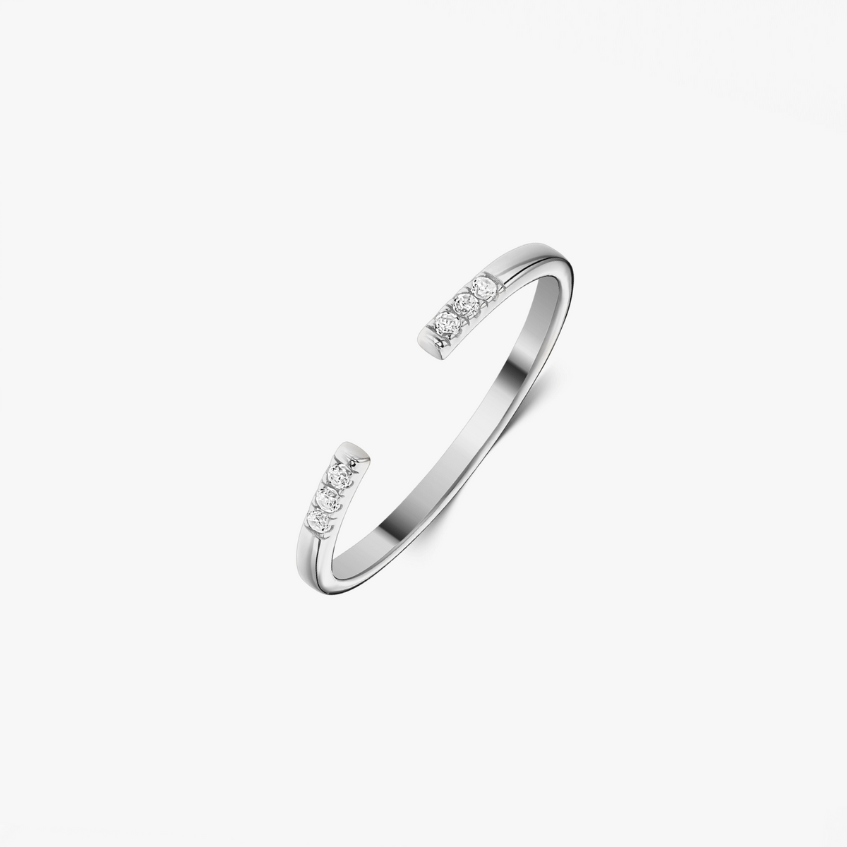 Silver Open Ring - Zirconia