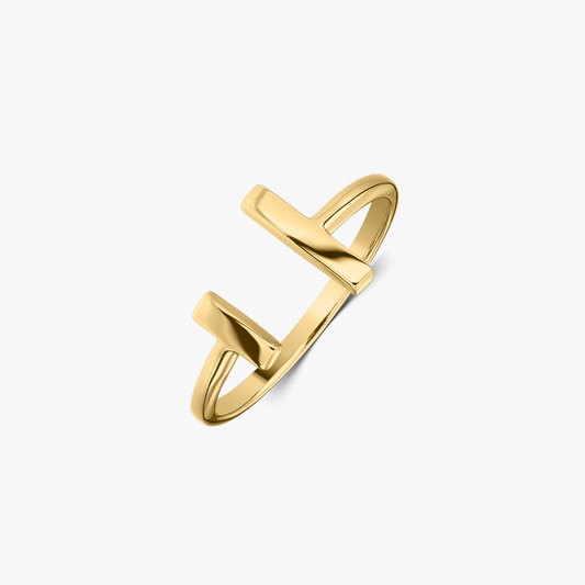 Golden Parallel Bar Silver Ring - Indira