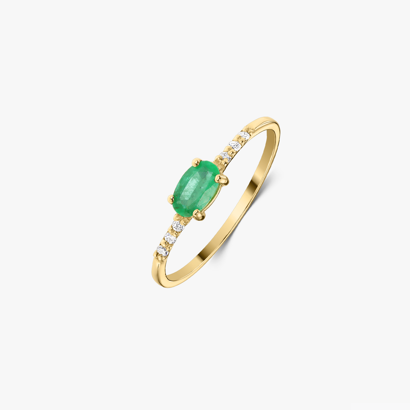 Vivien Gold Ring - Emerald and Diamonds - Indira