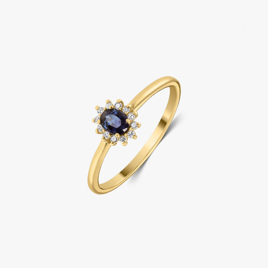 Genn Yellow Gold Ring - Sapphire and Diamonds
