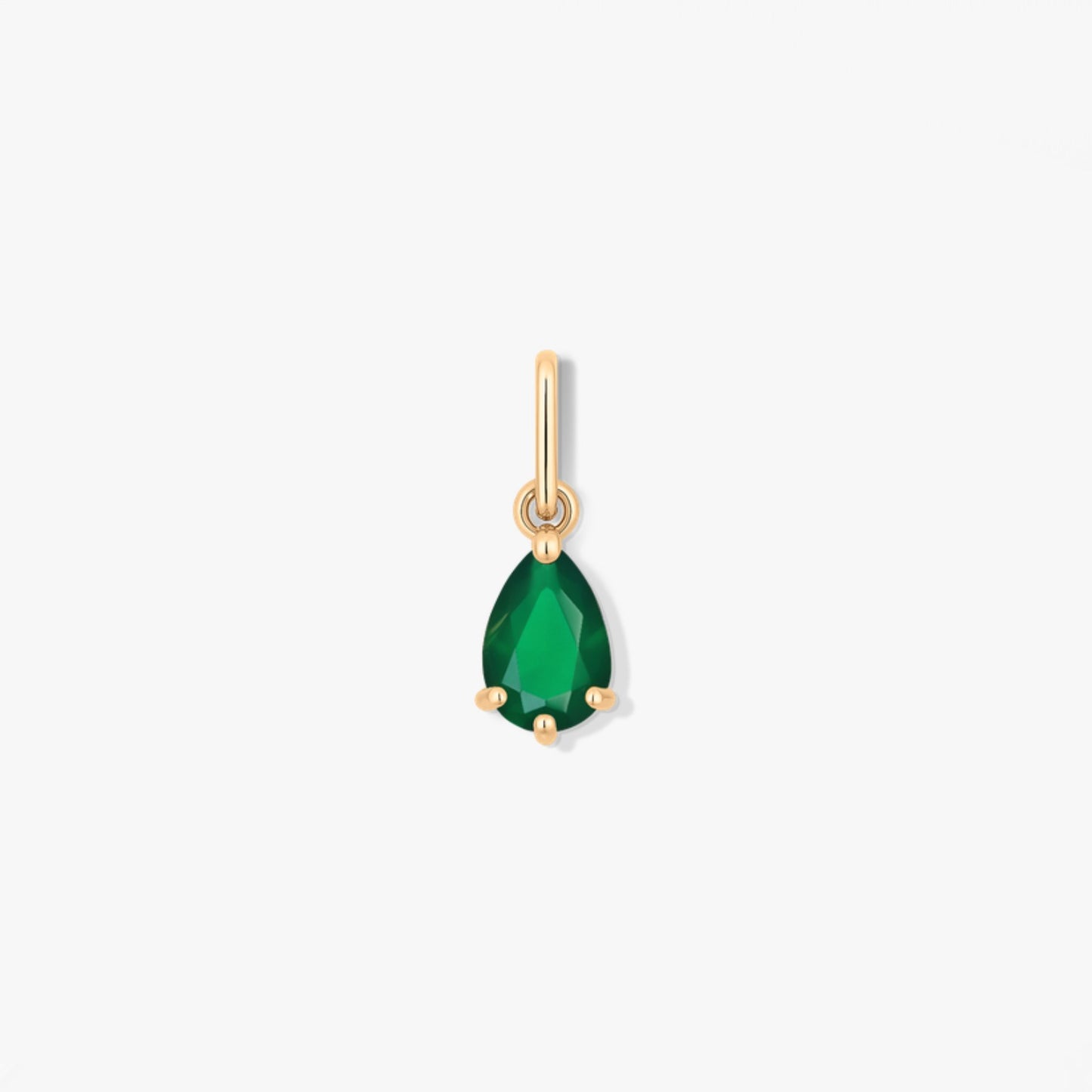 Gold Birthstone Pendant May - Green Agate
