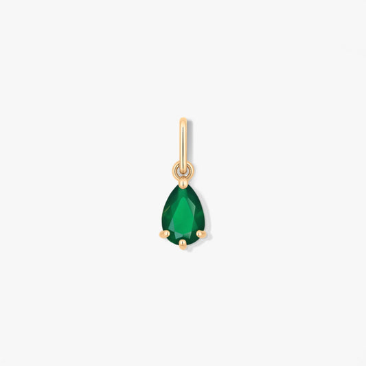 Gold Birthstone Pendant May - Green Agate