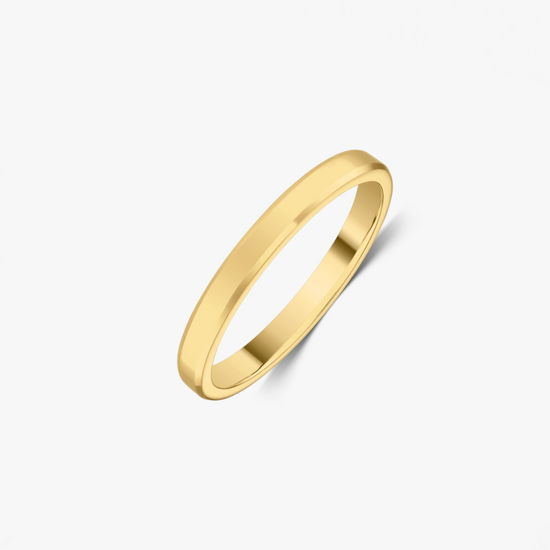 Medium Bevel Gold Wedding Band - Indira