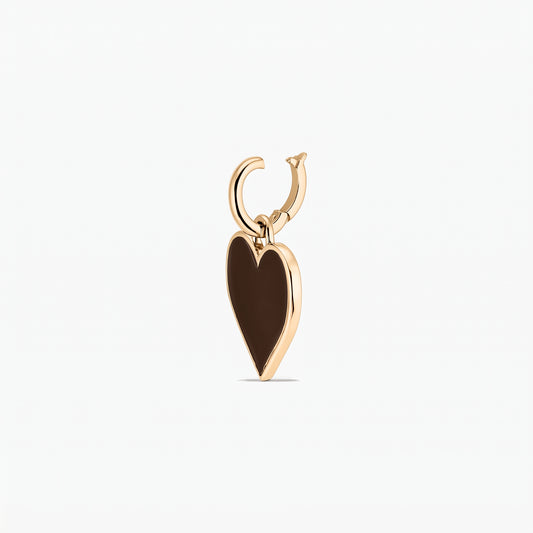 Close-up of a heart-shaped 925 silver pendant with a brown center, isolated on a white background.
