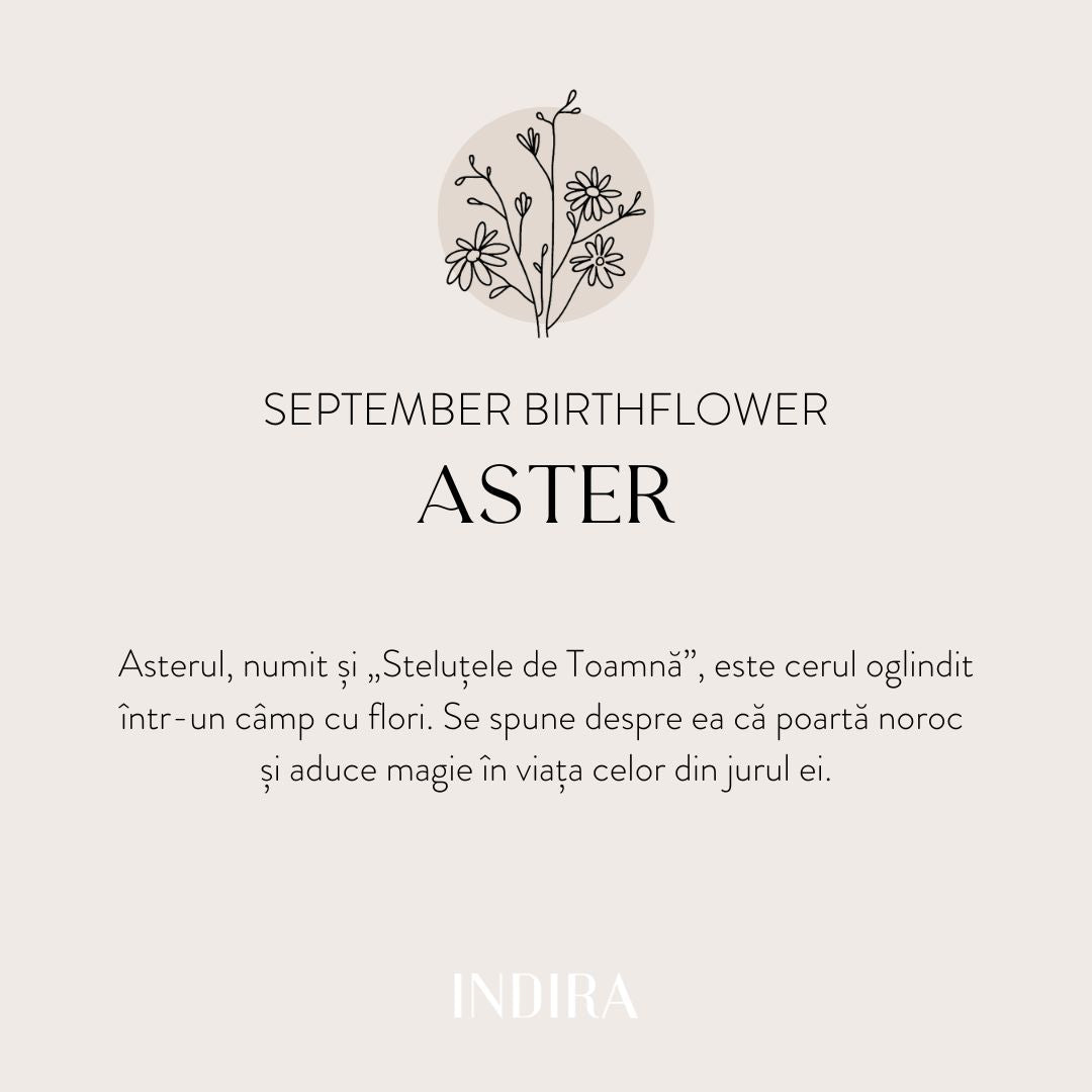 Birth Flower - September Aster white gold cord bracelet for children