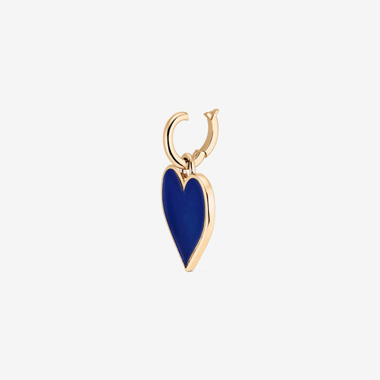 Golden Heart Pendant in Silver featuring a blue heart charm, displayed on a white background.