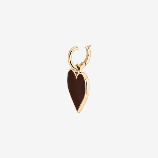 Square studio photo of the Silver Golden Heart Pendant - Brown: a 925 silver heart-shaped charm with a brown inlay on a white background.
