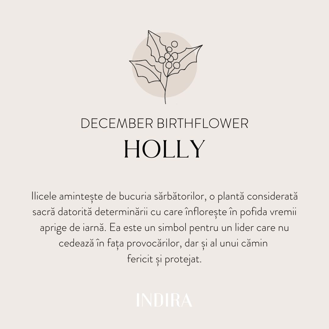 Birth Flower - December Holly White Gold Children's Cord Bracelet