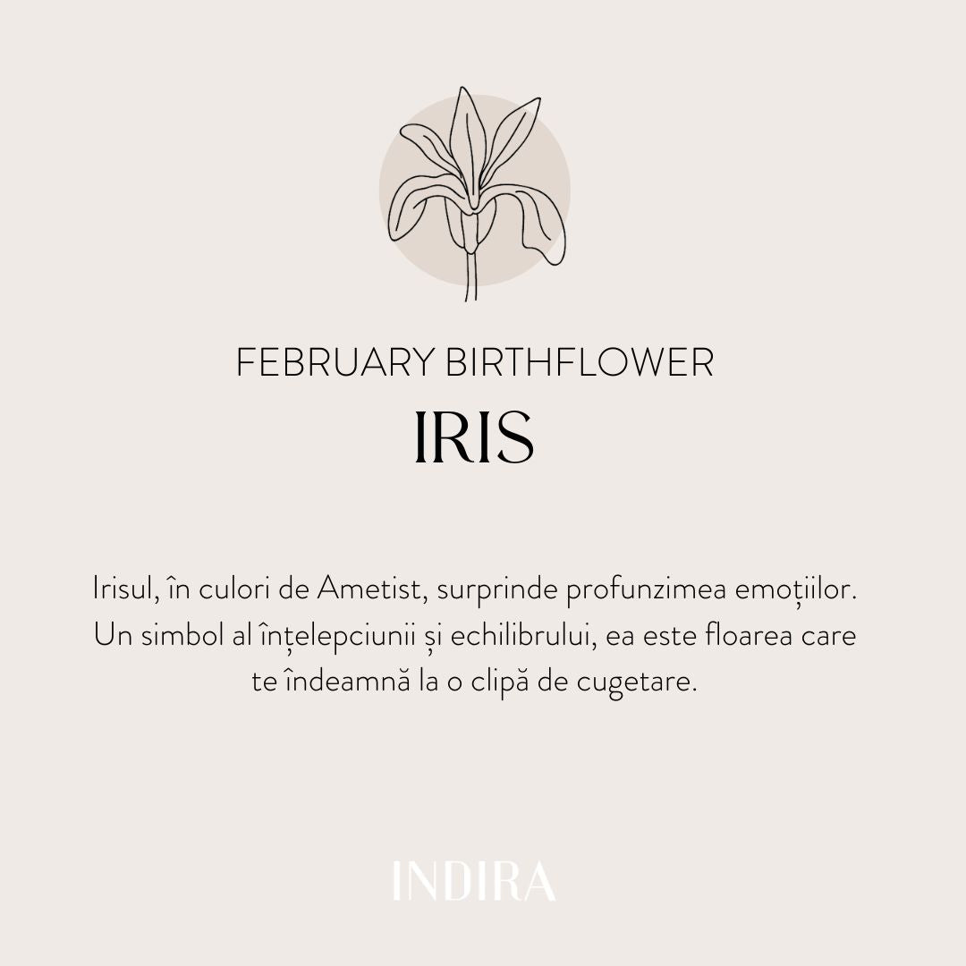Birth Flower - February Iris white gold cord bracelet for children