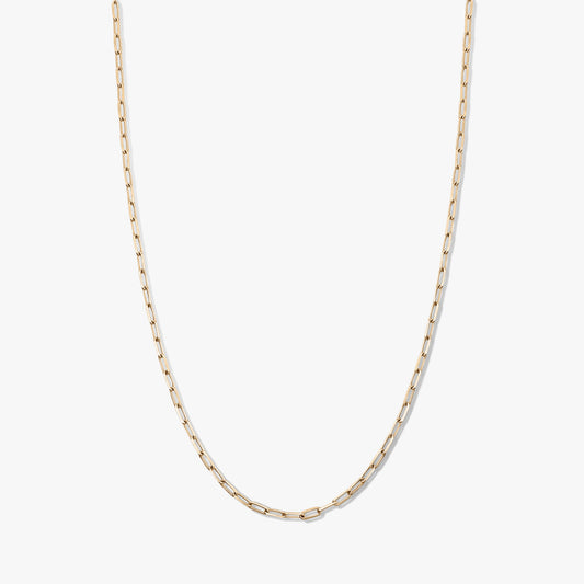 Gold-tone paperclip chain choker necklace in 925 silver on a white background.