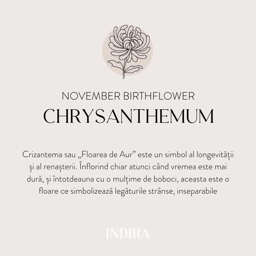 Silver necklace Birth Flower Silver - November Chrysanthemum