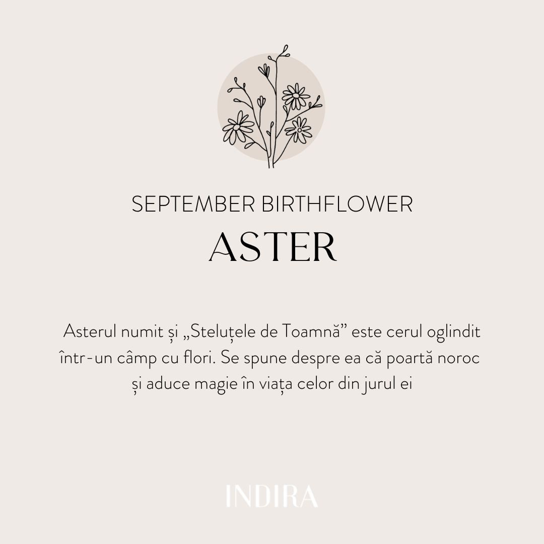 Silver necklace Birth Flower Golden - September Aster