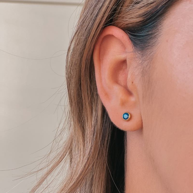 Silver earrings Birthstone Golden September - Lapis Lazuli