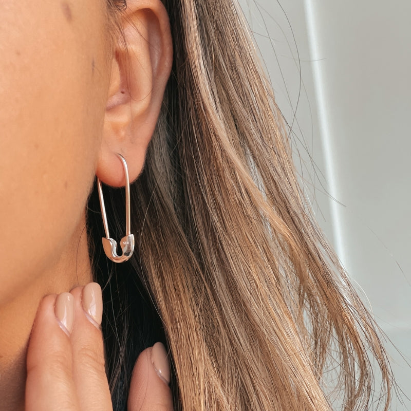 Pins silver earrings