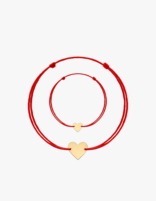 Set Brățară șnur Mamă-Fiică - Gold Heart