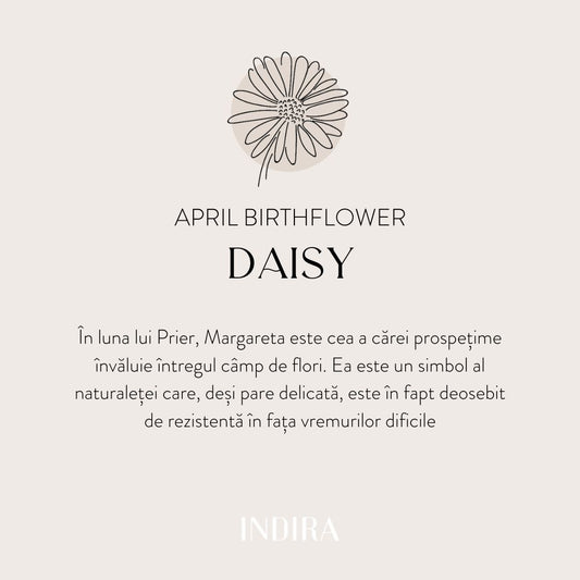 Birth Flower Silver Necklace - April Daisy - Indira