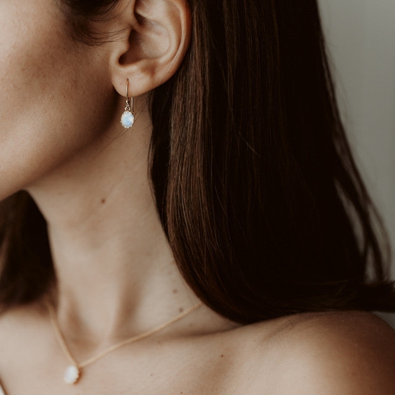 Golden Serene silver earrings - Moonstone