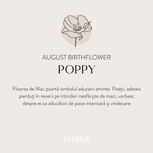 Birth Flower Silver Necklace - August Poppy - Indira