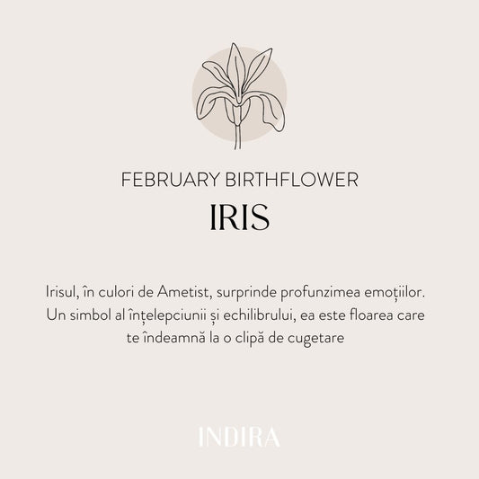 Birth Flower Silver Necklace - February Iris - Indira