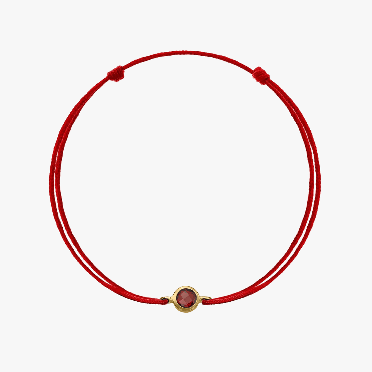 Silver Cord Bracelet Birthstone Golden January - Garnet - Indira