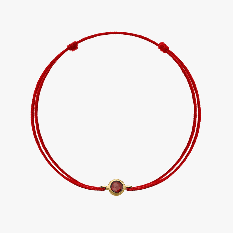 Silver Cord Bracelet Birthstone Golden January - Garnet - Indira
