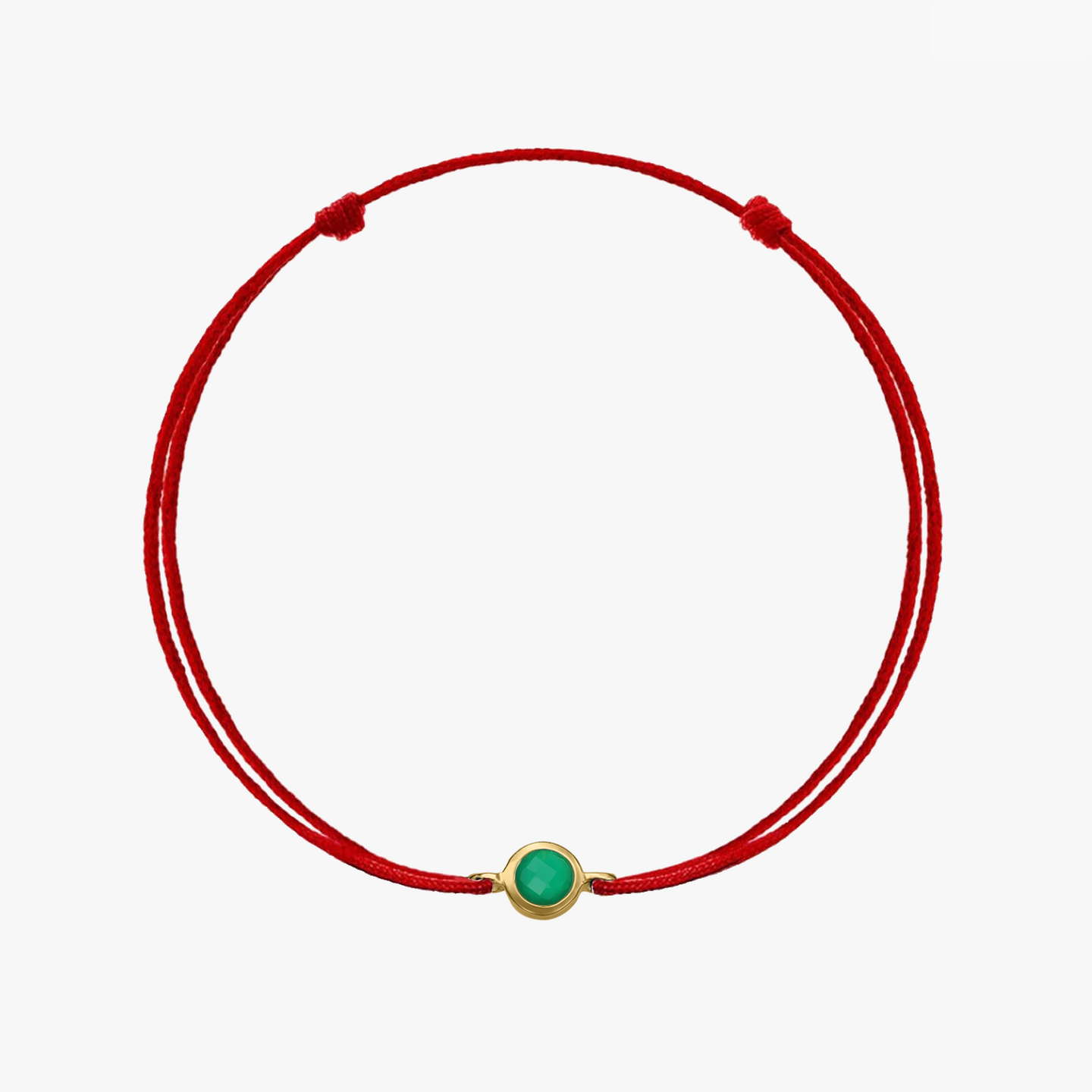 Silver Cord Bracelet Birthstone Golden May - Green Onyx - Indira