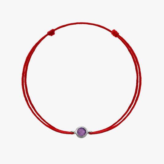 Brățară șnur din argint Birthstone Silver February - Ametist - Indira