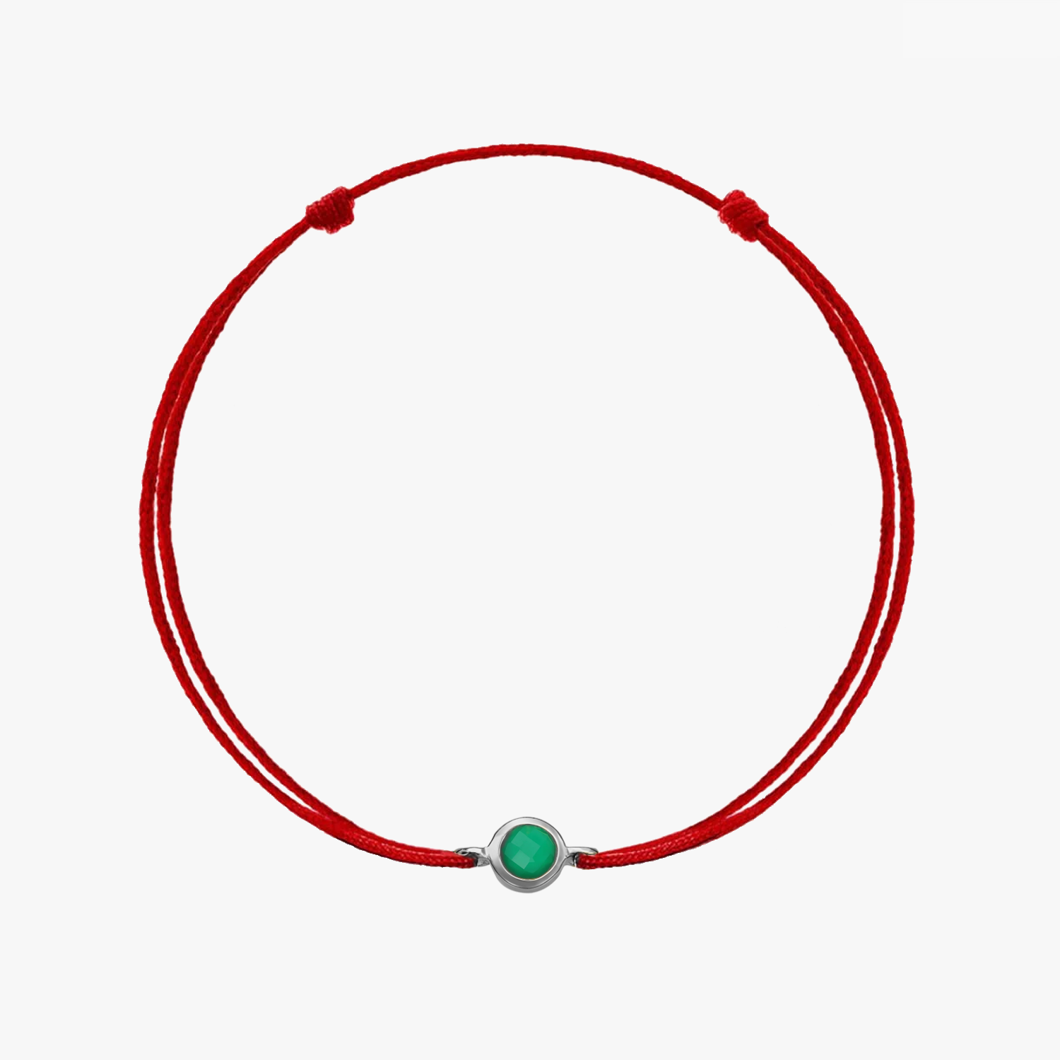 Silver Cord Bracelet Birthstone Silver May - Green Onyx - Indira