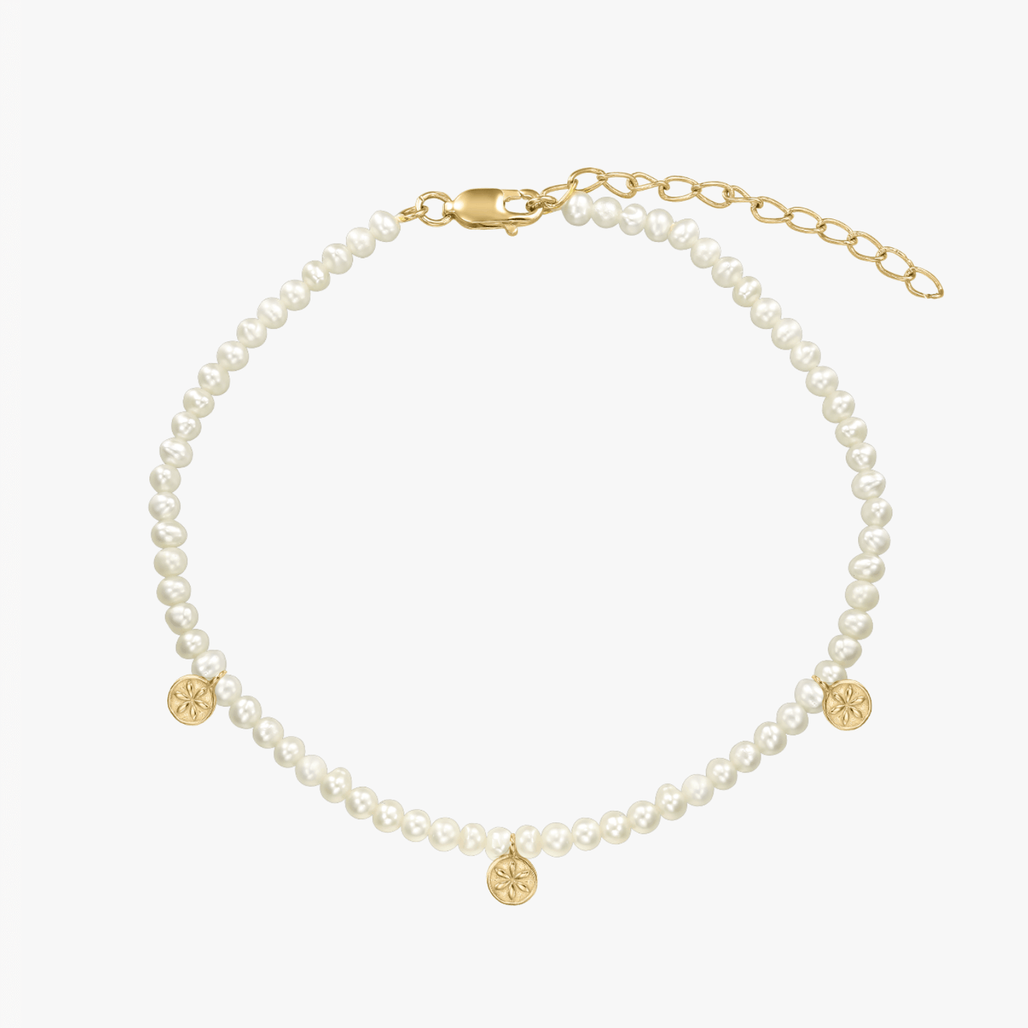 Golden Venus Silver Anklet - Natural Pearls - Indira