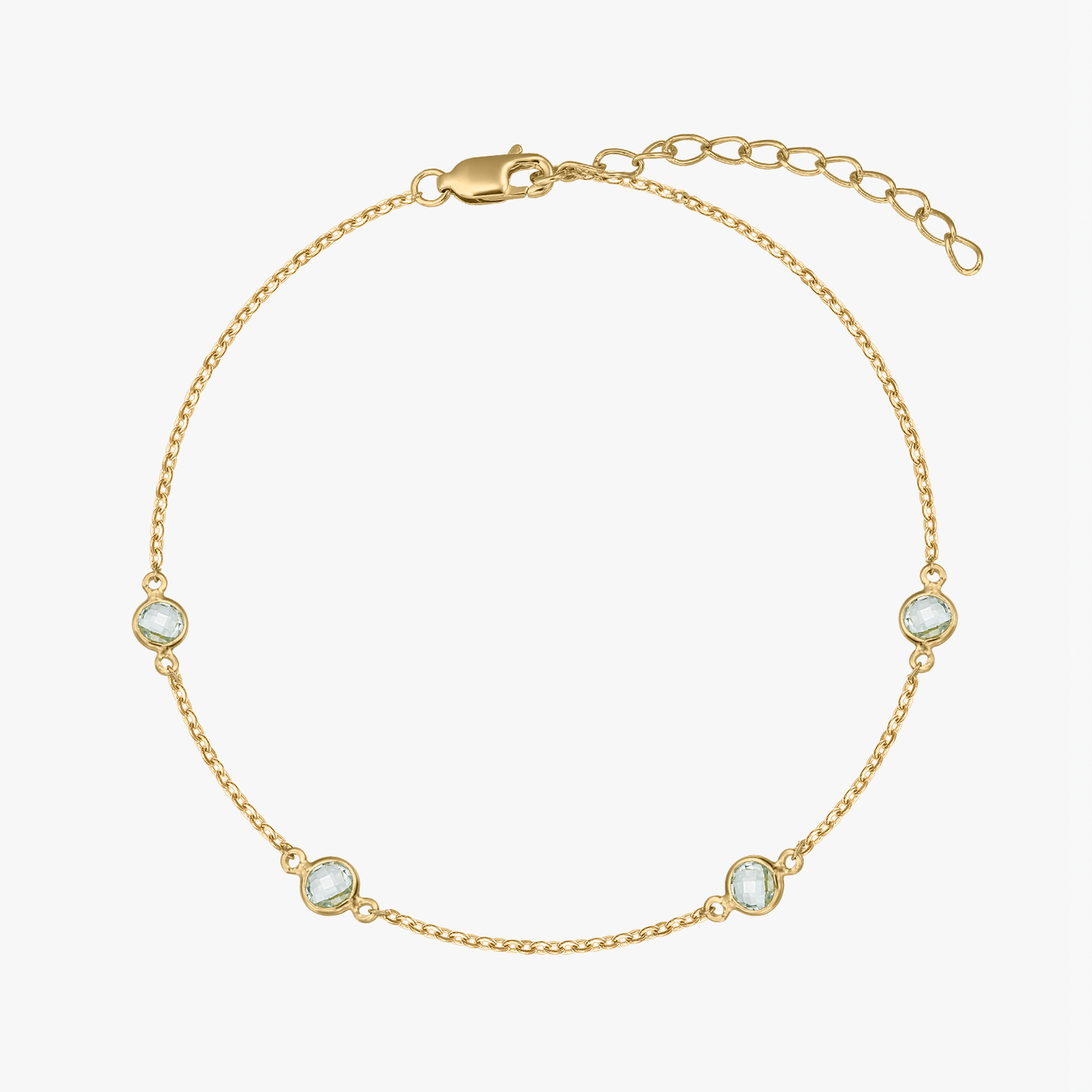 Silver Birthstone Bracelet Golden December - Blue Topaz - Indira