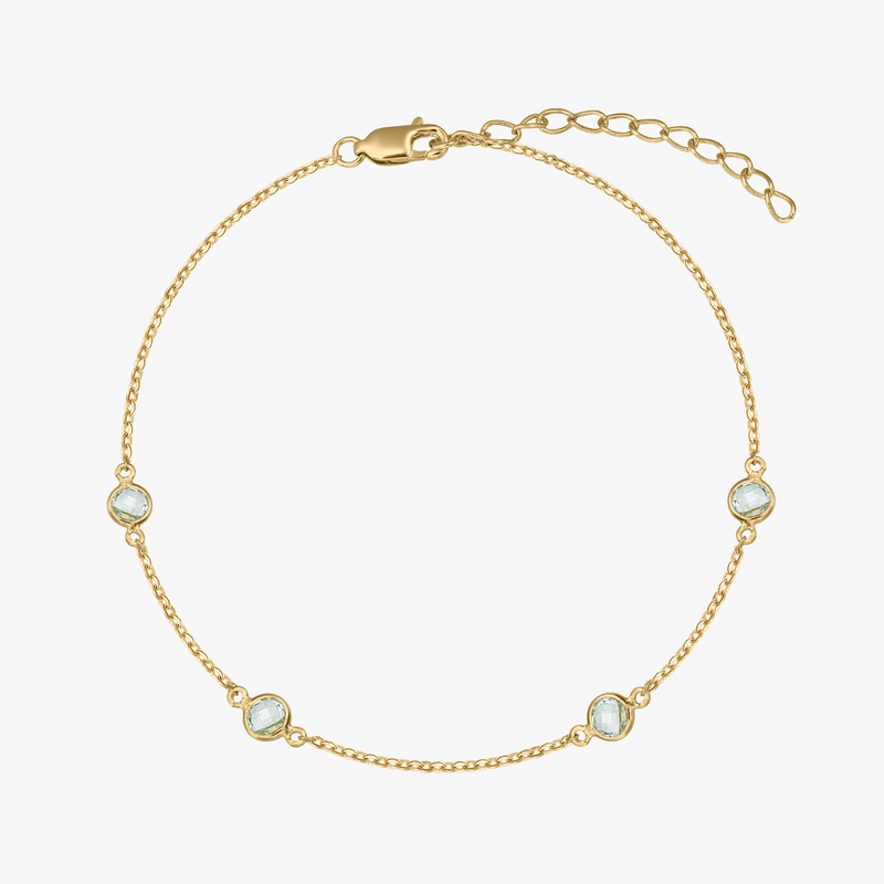 Silver Birthstone Bracelet Golden December - Blue Topaz - Indira